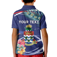 Personalized Cayman Islands Kid Polo Shirt Coat Of Arms Tropical Flowers