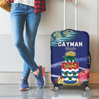 Personalized Cayman Islands Luggage Cover Coat Of Arms Tropical Flowers
