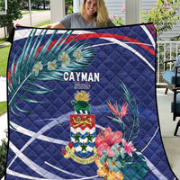 Personalized Cayman Islands Quilt Coat Of Arms Tropical Flowers