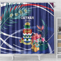 Personalized Cayman Islands Shower Curtain Coat Of Arms Tropical Flowers