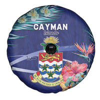 Personalized Cayman Islands Spare Tire Cover Coat Of Arms Tropical Flowers