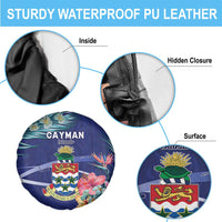 Personalized Cayman Islands Spare Tire Cover Coat Of Arms Tropical Flowers