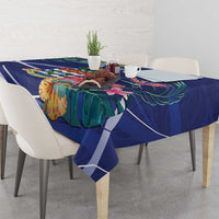 Personalized Cayman Islands Tablecloth Coat Of Arms Tropical Flowers