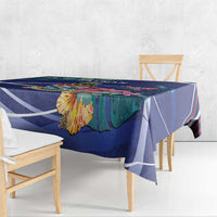 Personalized Cayman Islands Tablecloth Coat Of Arms Tropical Flowers