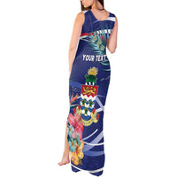 Personalized Cayman Islands Tank Maxi Dress Coat Of Arms Tropical Flowers