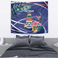 Personalized Cayman Islands Tapestry Coat Of Arms Tropical Flowers
