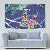 Personalized Cayman Islands Tapestry Coat Of Arms Tropical Flowers