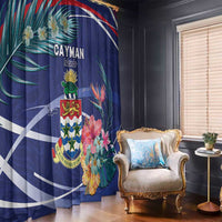Personalized Cayman Islands Window Curtain Coat Of Arms Tropical Flowers