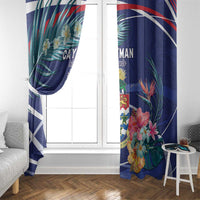 Personalized Cayman Islands Window Curtain Coat Of Arms Tropical Flowers