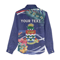 Personalized Cayman Islands Women Casual Shirt Coat Of Arms Tropical Flowers