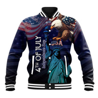 Personalized Fourth Of July USA Baseball Jacket Eagle - Statue Of Liberty