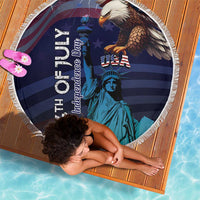 Fourth Of July USA Beach Blanket Eagle - Statue Of Liberty