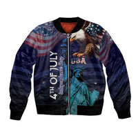 Personalized Fourth Of July USA Bomber Jacket Eagle - Statue Of Liberty