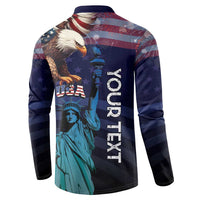 Personalized Fourth Of July USA Button Sweatshirt Eagle - Statue Of Liberty