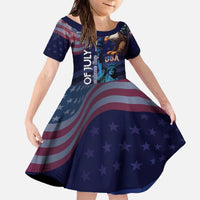 Personalized Fourth Of July USA Family Matching Off The Shoulder Long Sleeve Dress and Hawaiian Shirt Eagle - Statue Of Liberty
