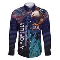 Personalized Fourth Of July USA Family Matching Off Shoulder Short Dress and Hawaiian Shirt Eagle - Statue Of Liberty