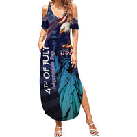 Personalized Fourth Of July USA Family Matching Summer Maxi Dress and Hawaiian Shirt Eagle - Statue Of Liberty