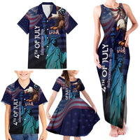 Personalized Fourth Of July USA Family Matching Tank Maxi Dress and Hawaiian Shirt Eagle - Statue Of Liberty