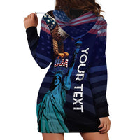 Personalized Fourth Of July USA Hoodie Dress Eagle - Statue Of Liberty
