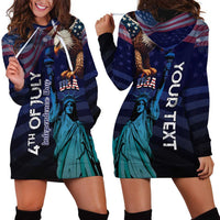 Personalized Fourth Of July USA Hoodie Dress Eagle - Statue Of Liberty