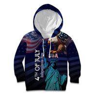 Personalized Fourth Of July USA Kid Hoodie Eagle - Statue Of Liberty