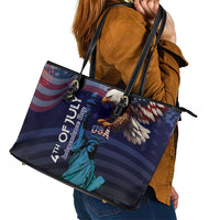 Fourth Of July USA Leather Tote Bag Eagle - Statue Of Liberty