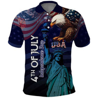 Personalized Fourth Of July USA Polo Shirt Eagle - Statue Of Liberty