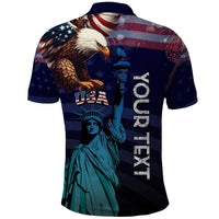 Personalized Fourth Of July USA Polo Shirt Eagle - Statue Of Liberty