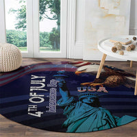 Fourth Of July USA Round Carpet Eagle - Statue Of Liberty