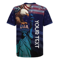 Personalized Fourth Of July USA Rugby Jersey Eagle - Statue Of Liberty