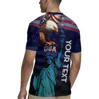 Personalized Fourth Of July USA Rugby Jersey Eagle - Statue Of Liberty