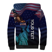 Personalized Fourth Of July USA Sherpa Hoodie Eagle - Statue Of Liberty