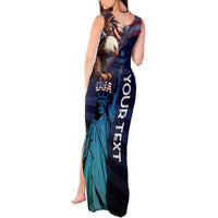 Personalized Fourth Of July USA Tank Maxi Dress Eagle - Statue Of Liberty