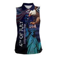 Personalized Fourth Of July USA Women Sleeveless Polo Shirt Eagle - Statue Of Liberty