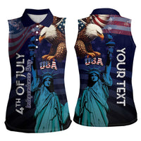 Personalized Fourth Of July USA Women Sleeveless Polo Shirt Eagle - Statue Of Liberty