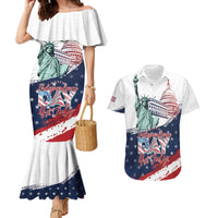 Personalized Fourth Of July Couples Matching Mermaid Dress and Hawaiian Shirt Happy USA Independence Day