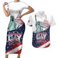 Personalized Fourth Of July Couples Matching Short Sleeve Bodycon Dress and Hawaiian Shirt Happy USA Independence Day