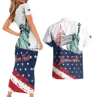 Personalized Fourth Of July Couples Matching Short Sleeve Bodycon Dress and Hawaiian Shirt Happy USA Independence Day