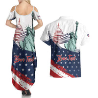 Personalized Fourth Of July Couples Matching Summer Maxi Dress and Hawaiian Shirt Happy USA Independence Day