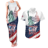 Personalized Fourth Of July Couples Matching Tank Maxi Dress and Hawaiian Shirt Happy USA Independence Day