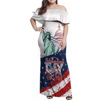 Personalized Fourth Of July Family Matching Off Shoulder Maxi Dress and Hawaiian Shirt Happy USA Independence Day