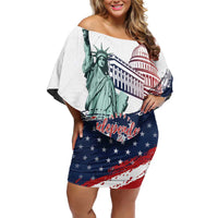 Personalized Fourth Of July Family Matching Off Shoulder Short Dress and Hawaiian Shirt Happy USA Independence Day