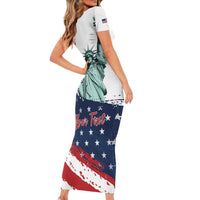 Personalized Fourth Of July Family Matching Short Sleeve Bodycon Dress and Hawaiian Shirt Happy USA Independence Day