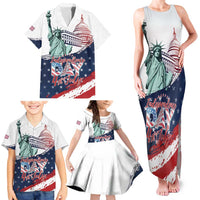 Personalized Fourth Of July Family Matching Tank Maxi Dress and Hawaiian Shirt Happy USA Independence Day