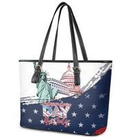Fourth Of July Leather Tote Bag Happy USA Independence Day