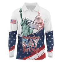Personalized Fourth Of July Long Sleeve Polo Shirt Happy USA Independence Day