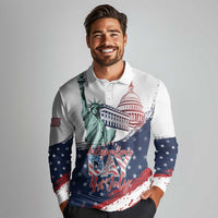 Personalized Fourth Of July Long Sleeve Polo Shirt Happy USA Independence Day