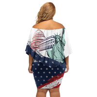 Personalized Fourth Of July Off Shoulder Short Dress Happy USA Independence Day