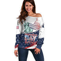 Personalized Fourth Of July Off Shoulder Sweater Happy USA Independence Day