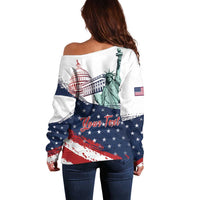 Personalized Fourth Of July Off Shoulder Sweater Happy USA Independence Day